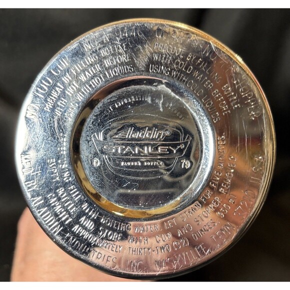 VTG Aladdin Stanley Thermos A-944C Quart No. 100 Cup No. 11 Stopper Green Steel - Picture 12 of 15